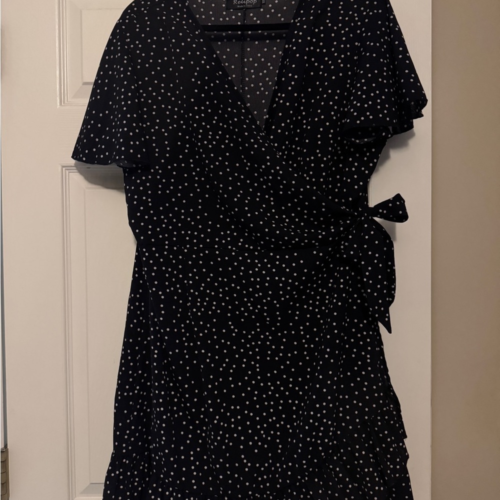 Black and White Polka Dot Wrap Dress